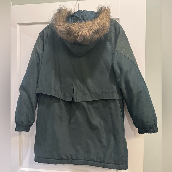 Vintage women’s Braetan faux fur hooded coat in green - Picture 2 of 12
